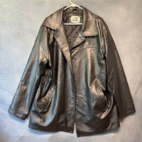 Vintage A Collezioni Italian Black Leather Jacket XXL Made in Italy Moto Biker - Picture 1 of 11